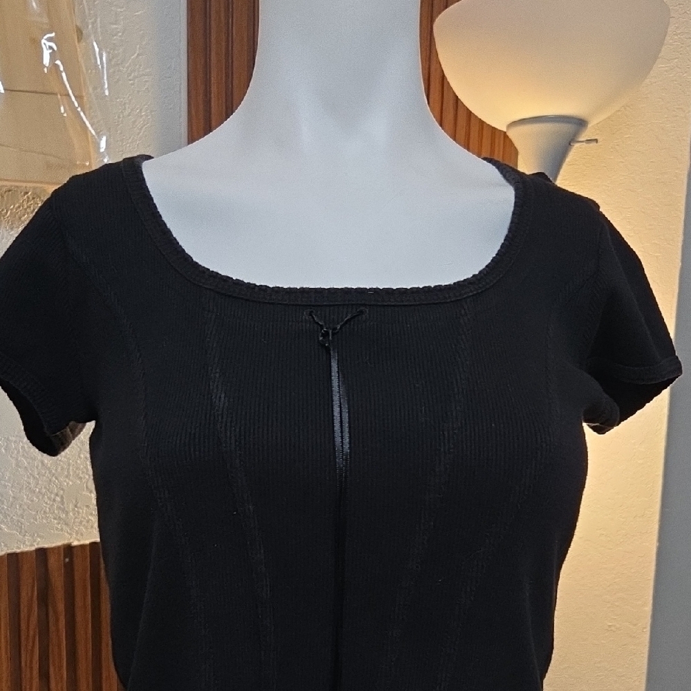 Nine West Black Short Sleeve Junior Top Large Size